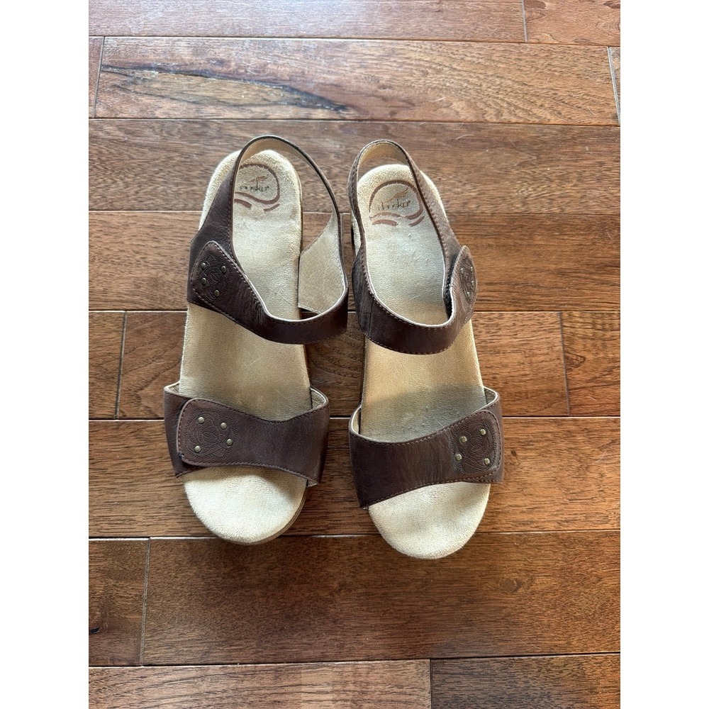 Dansko Sonnet Full Grain Chocolate Sandal Size 41 10.5